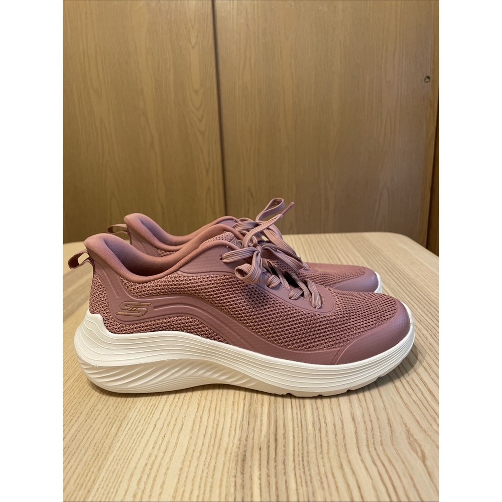Skechers BOBS Sport Squad Waves Womens 8.5 Rose Pink Knit Sneakers Walking Shoes